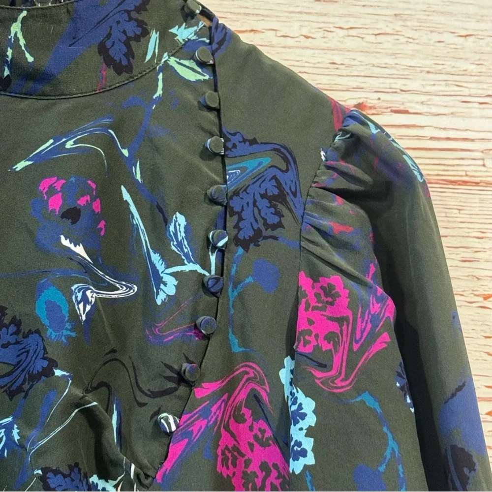 Tanya Taylor Clarisse Silk Dress in Green Sz 8